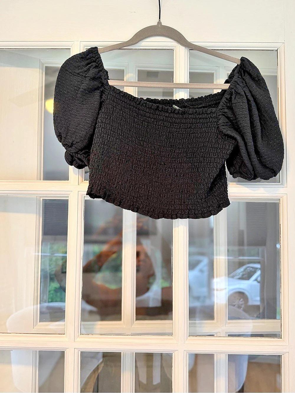Wild Fable Puff Sleeve Crop Top in Black Size Small